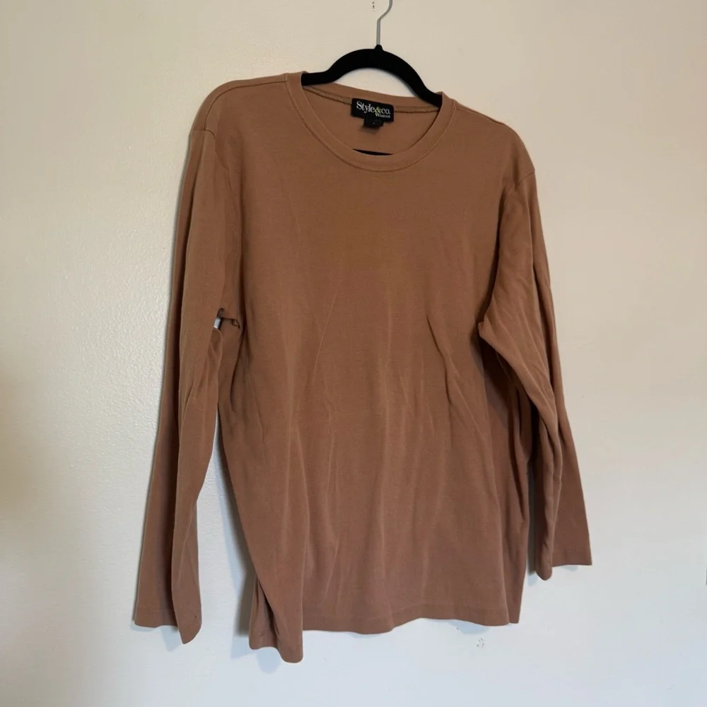 Style & Co. | Brown 100% Cotton Long Sleeve Top - Picture 2 of 5